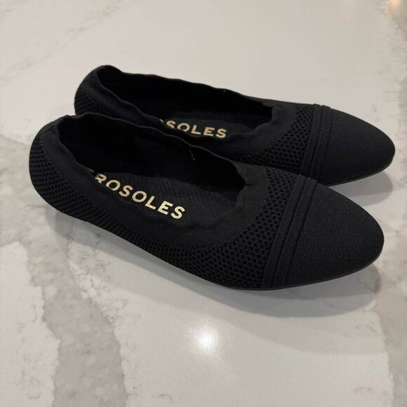 Aerosoles NWT Anita Scalloped Elastic Ballet Flats Women's 7.5M Black Minimalist - Picture 9 of 9